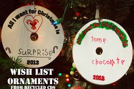 2016 upcycled cd wish list ornament