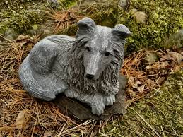 Sheltie Dog Garden Statue Concrete Dog