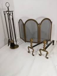 Vintage Fireplace Accessories In Brass