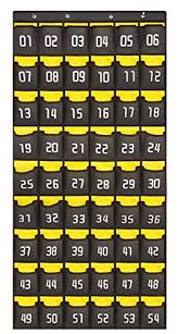 Racheljp Numbered Classroom Pocket Chart Calculator Pocket Organizer Cell Phone Hanging Holder 54 Pockets Brown