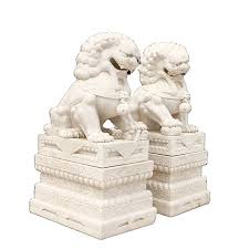 chinese stone marble white lion statue