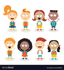 happy kids cartoon characters isolated