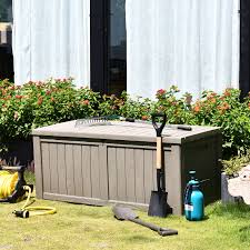 120 gallon resin deck box patio outdoor storage container waterproof garden box
