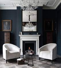 gray floor living room with blue walls