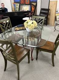 Glass Table 4 Chairs Furniture By