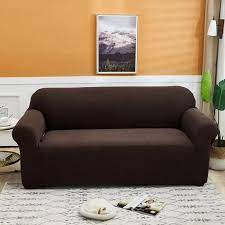 1pc brown thick elastic jacquard sofa