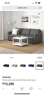 Ikea Friheten 3 Seat Sofa Bed Dark Grey