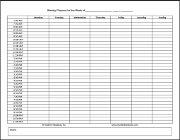 Class Schedule Excel Weekly College Template Xls Webbacklinks Info