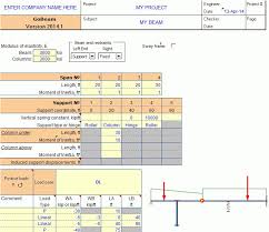 continuous beam ysis for excel