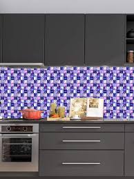 1set 10pcs Mosaic Purple Grid Pattern