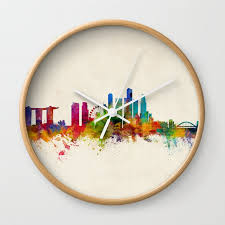 Singapore Skyline Wall Clock By