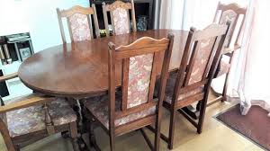 Carved Solid Oak Dining Table And 6