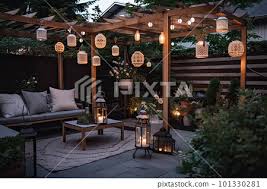 Cozy Outdoor Patio With Hanging