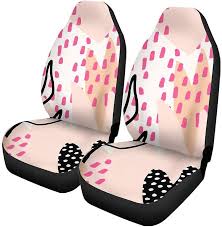 Set Of 2 Car Seat Covers Pink Abstract