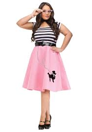 fun world poodle 50 s dress costume pink black plus size 16 20