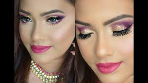 purple gold glitter eye makeup look
