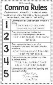 Comma Rules Anchor Chart Great For Interactive Writing