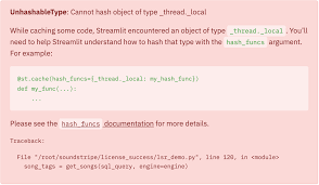 cannot hash object of type thread