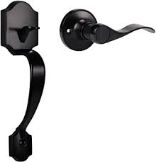Century single cylinder handleset and latitude lever, aged bronze (f60 cen 716 lat) 4.7 out of 5 stars 792. Camelot Trim Lower Half Handleset Flat Black Entry Door Handle With Accent Wave Door Lever For Electronic Keypad With Drop Interior Left Handed Lever Amazon Com