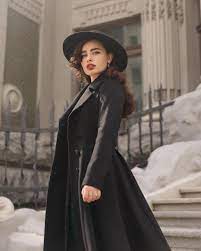 Black Winter Fall Wool Fashion