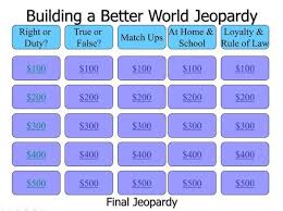 Jeopardy Game For Building A Better