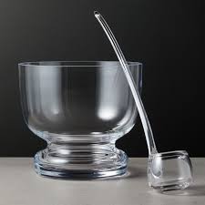 ladle handmade clear glass punch bowl