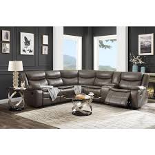 Aoibox 107 Lx 94 W Tauperound Arm 3 Piece Leather Motion Sectional Sofa In Black Brown