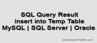 how to insert sql query result into a