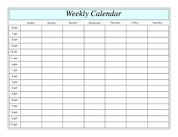 Printable Schedule Templates Template Blank Weekly Calendar