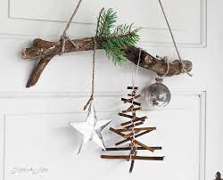 rustic twig christmas tree ornament on