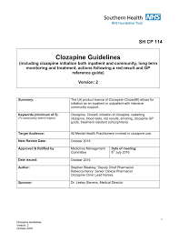 Clozapine Guidelines Southern Health Nhs Foundation Trust