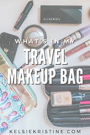 what s in my travel makeup bag kelsie