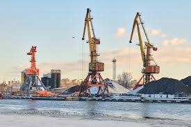 mive harbor cranes in seaport heavy