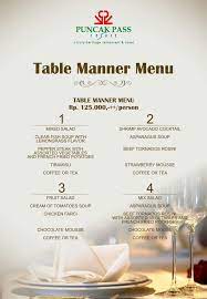 table manner menu puncak p resort