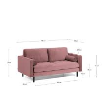 debra 2 seater sofa in pink velvet 182