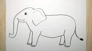cara menggambar hewan gajah dengan