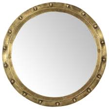 round brass port hole mirror