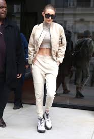 Dare to wear a pair of white skinnies this winter. Gigi Hadid Suits Up In Winter White Athleisure Vogue