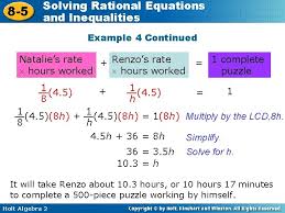 Solving Rational Equations 8 5 And
