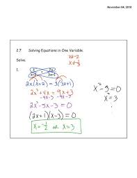 2 7 Solving Equations In One Variable