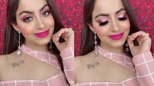 makeup with pink color dress
