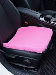 1pc Pink Fluffy Plush Car Seat Cushion