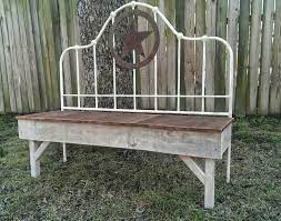 Antique Iron Headboard Bench With Texas