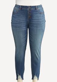Plus Size Destructed Hem Skinny Jeans