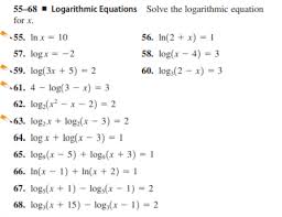 Logarithmic Equations Solve The