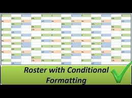 Excel Roster With Conditional Formatting Shifts In Colours Youtube