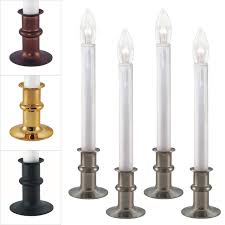 Ultra Bright Led Window Candles With Timer Battery Operated Metal Base White Candlestick Adjustable Height Pack Of 4