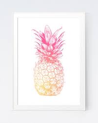 Tropical Pink Gold Pineapple Print