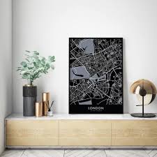 London Art City Map Print Wall Art A4
