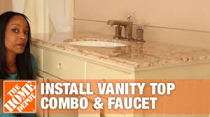 Say hello to your new bathroom! Easy Bath Updates Part 2 Install Vanity Top Combo Faucet The Home Depot Youtube